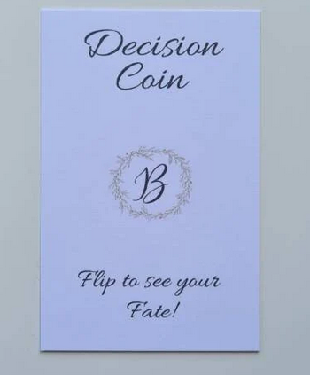 Personalised decision coin cards, small business tools, handmade cards, own logo, custom made cards, card printing, business stationery