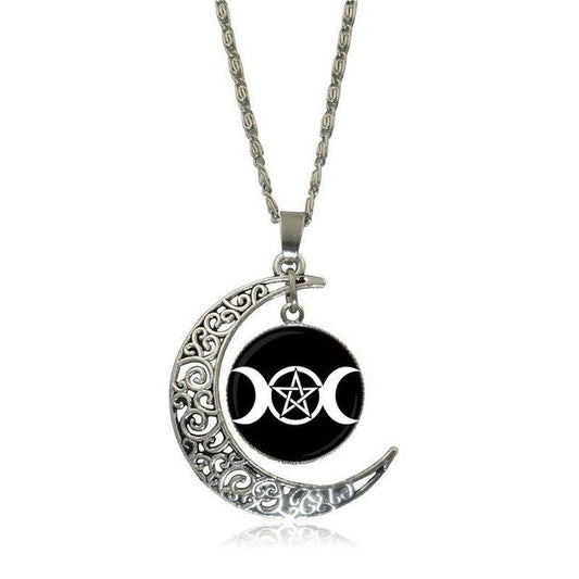 Triple Goddess Moon Necklace-0