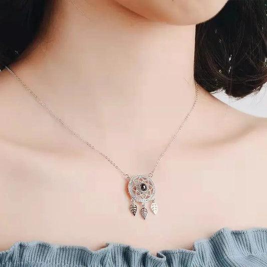 Custom Dream Catcher Zircon Hidden Photo Necklace