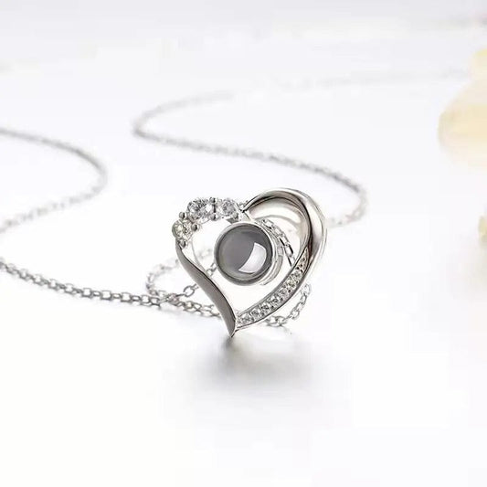 Custom Heart Mini Zircon Hidden Photo Necklace