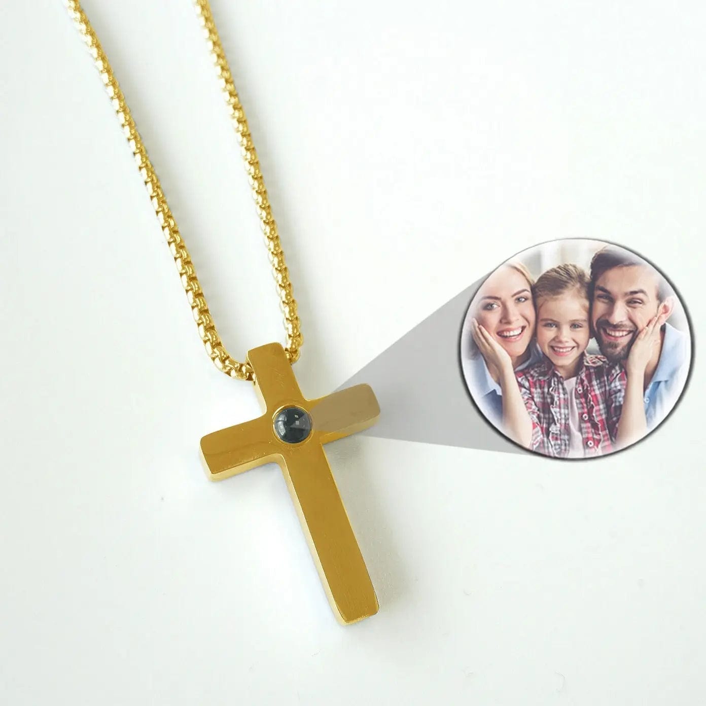 Custom Photo Projection Divine Cross Pendant Necklace