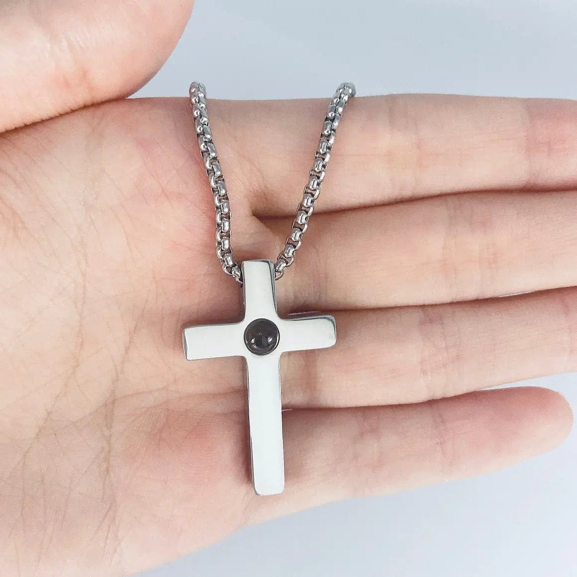 Custom Photo Projection Divine Cross Pendant Necklace