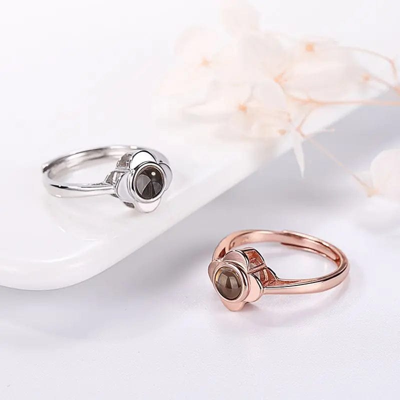 Custom Photo Projection Four Petals Flower Ring