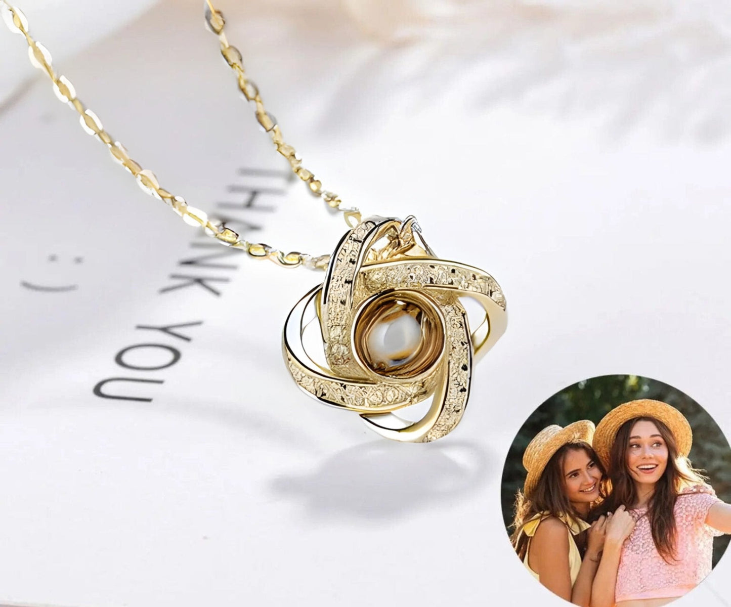 Custom Photo Projection Interlocked Pendant Necklace