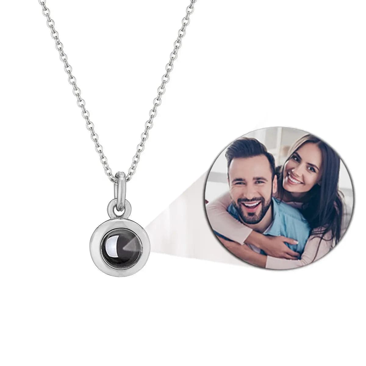 Custom Photo Projection Round Zircon Gem Necklace | Keychain