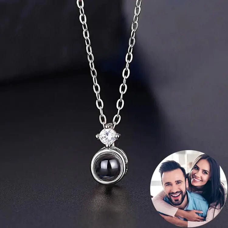 Custom Photo Projection Tiny Diamond Zircon Gem Necklace