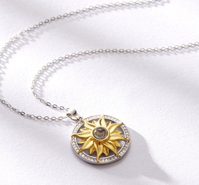 Custom Sterling Silver Sunflower Hidden Photo Necklace