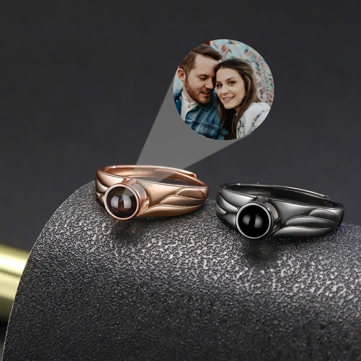 Custom Wings of Memory Hidden Photo Ring