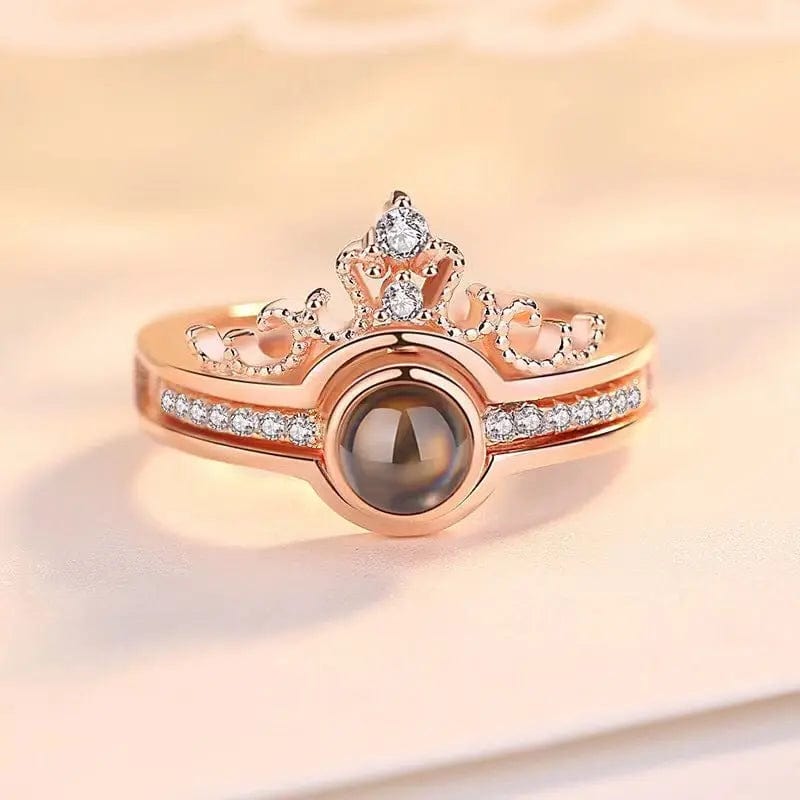 Custom Zircon Gem Crown Hidden Photo Ring