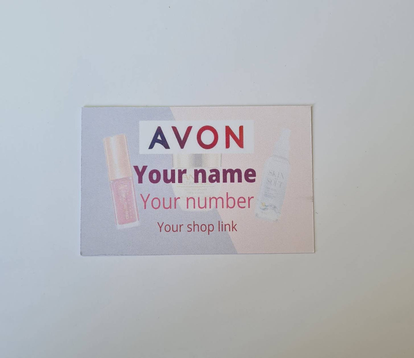 Avon business cards matte finish, new customer cards, calling cards, custom cards, Personalised cards, new rep cards