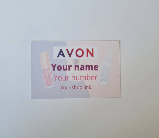 Avon business cards matte finish, new customer cards, calling cards, custom cards, Personalised cards, new rep cards