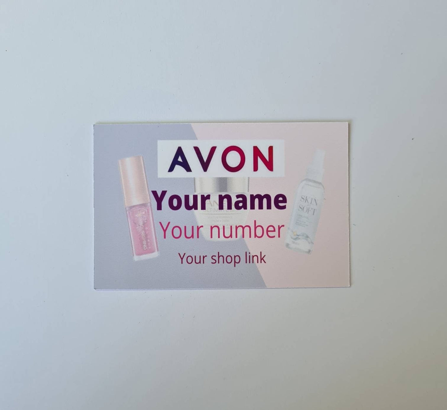 Avon business cards gloss finish, new customer cards, calling cards, custom cards, Personalised cards