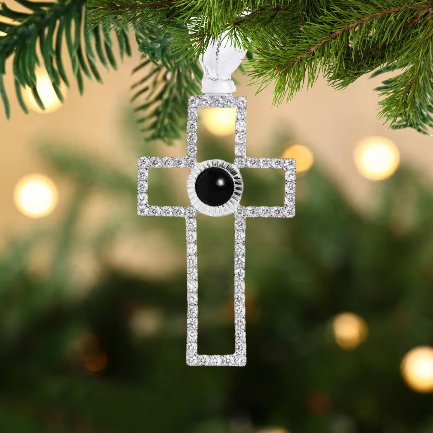 Personalized Christmas Cross Photo Ornament