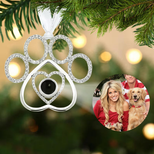 Personalized Christmas Dog Paws Photo Ornament