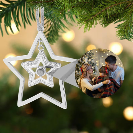 Personalized Christmas Double Star Photo Ornament