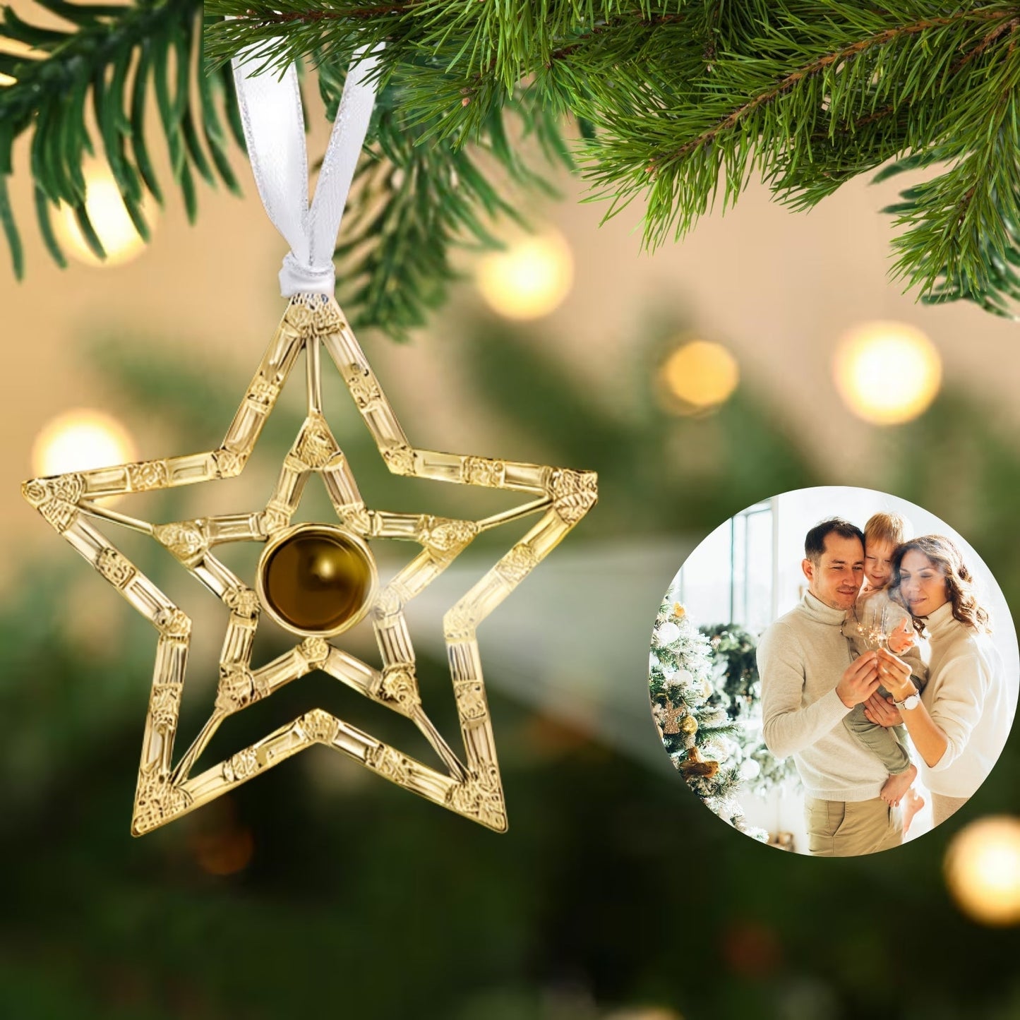 Personalized Christmas Star Photo Ornament