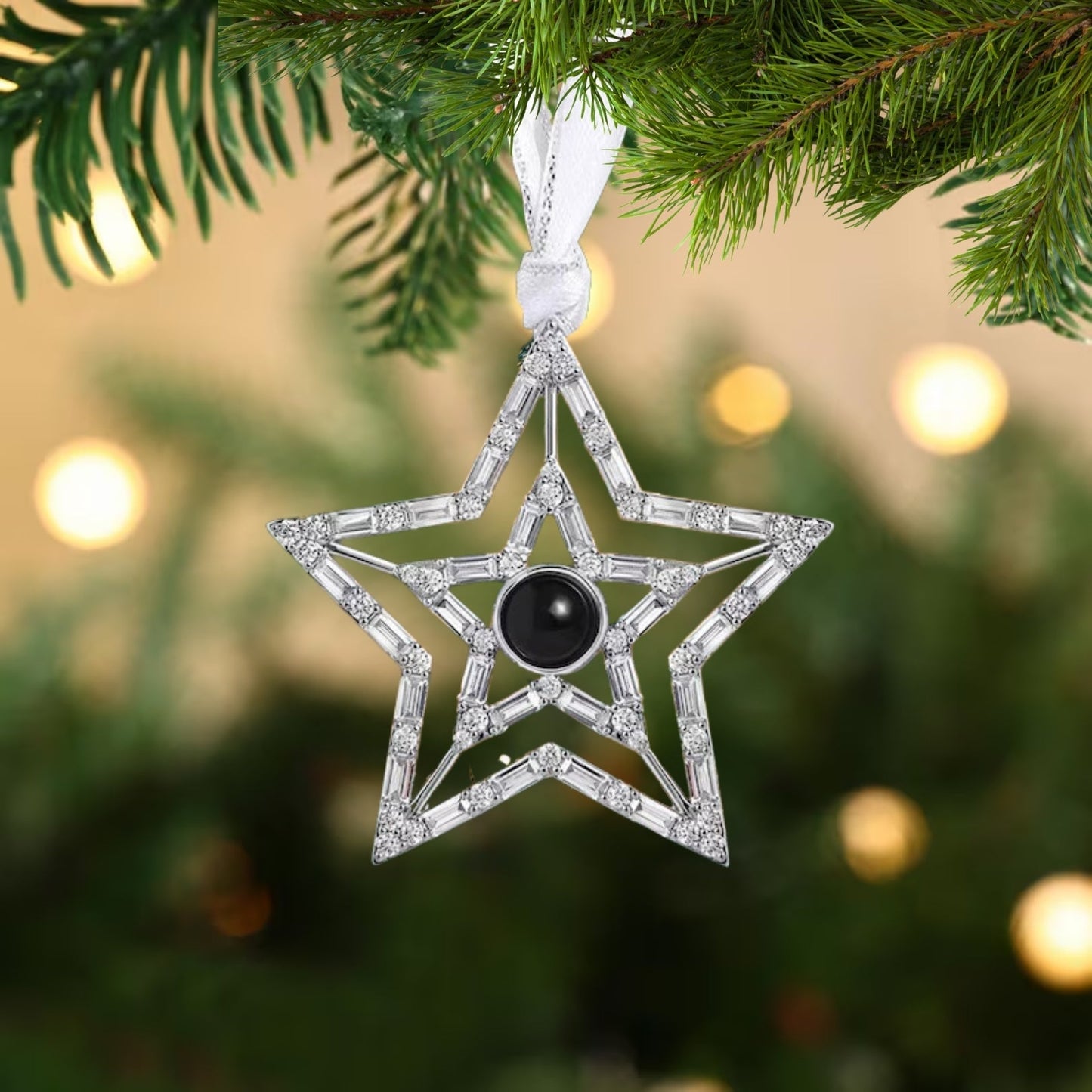 Personalized Christmas Star Photo Ornament