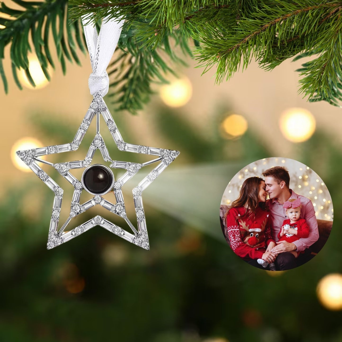 Personalized Christmas Star Photo Ornament