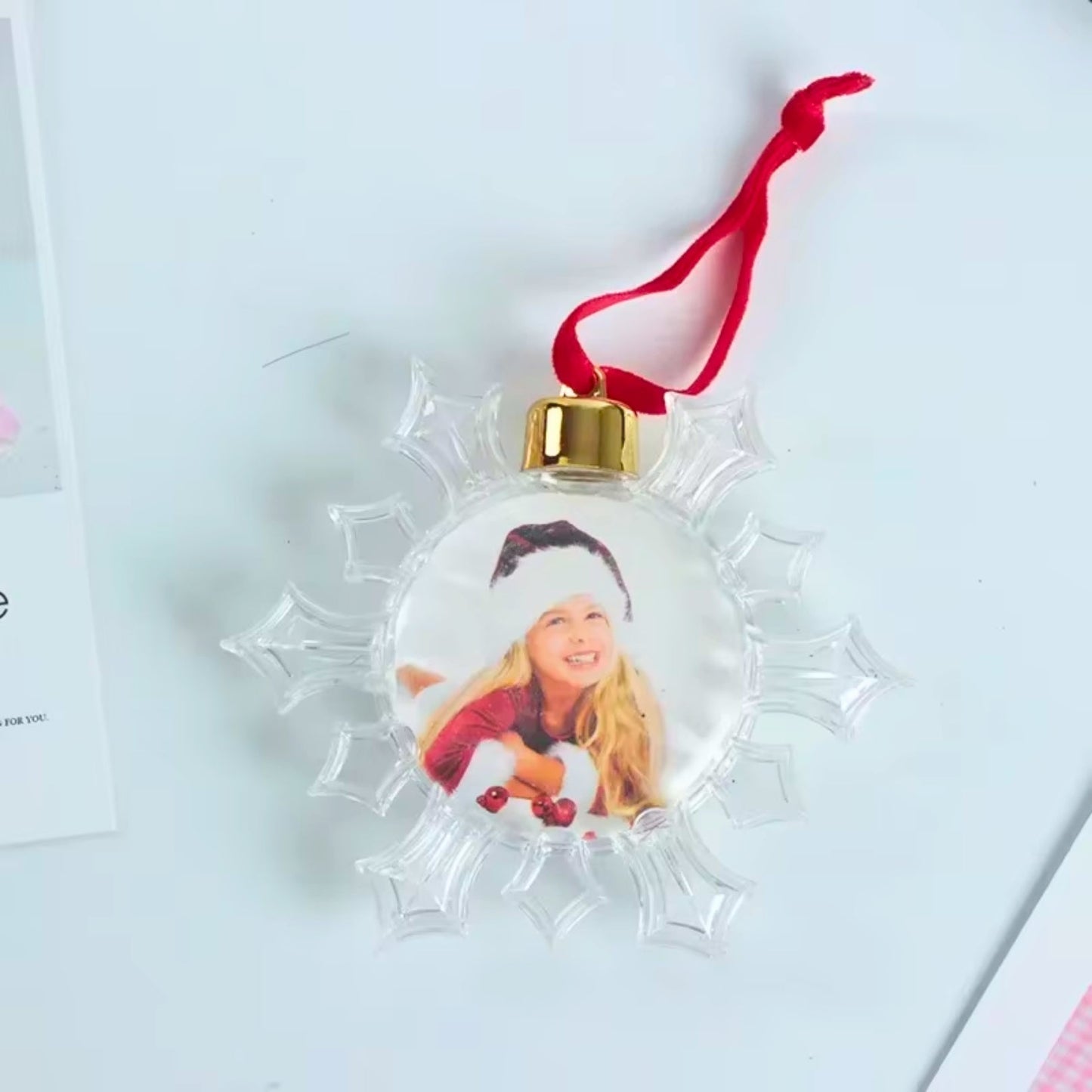 Personalized Christmas Transparent Photo Memory Ornament